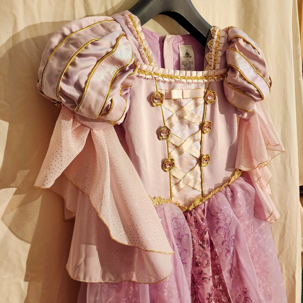 Disney Girls Rapunzel Deluxe Cosplay Costume Dress Size 7/8